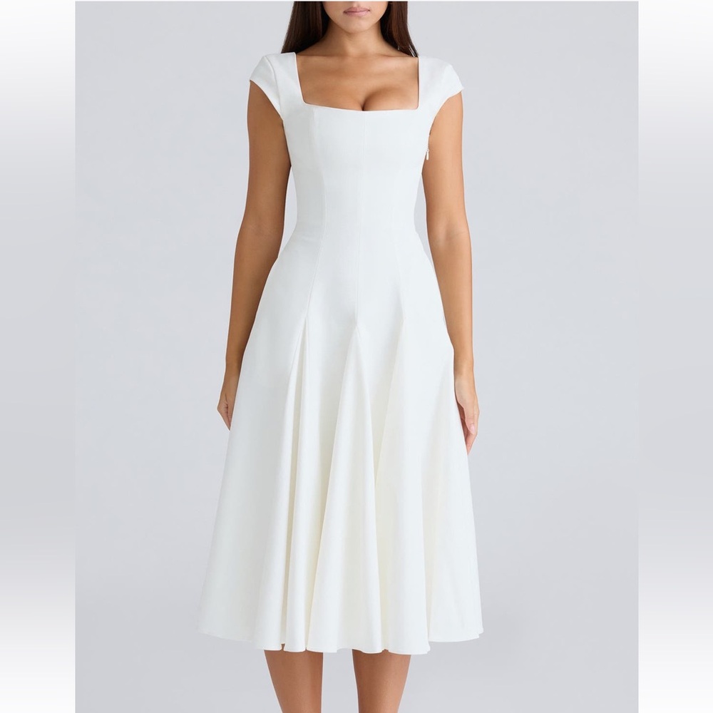 House of CB Raisa Square Neck Twill Midi Dress